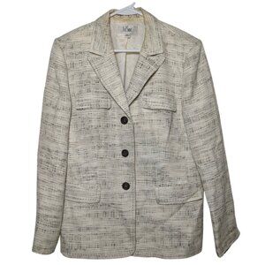 Le Suit Women's Tweed Blazer Beige, Size 12, Vintage, Lined, Padded Shoulders